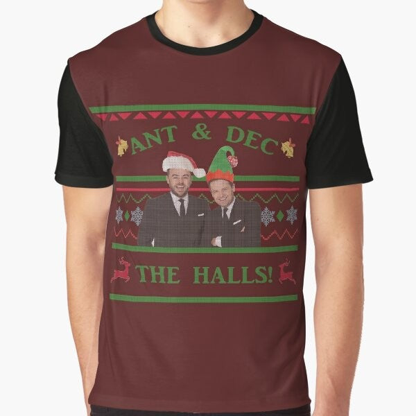 Ant and Dec the halls Christmas sweater graphic t-shirt