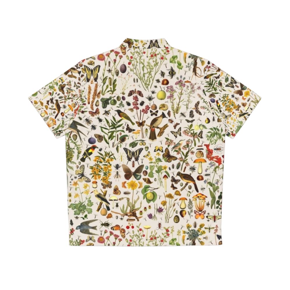 Colorful Hawaiian shirt featuring detailed illustrations of American plants, animals, and flora - Back