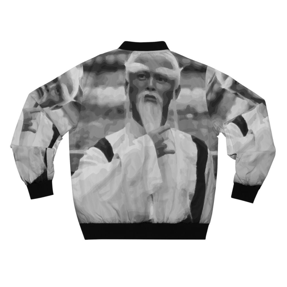 A vintage-inspired bomber jacket featuring the iconic Master Pai Mei character from the cult classic TV show. - Back