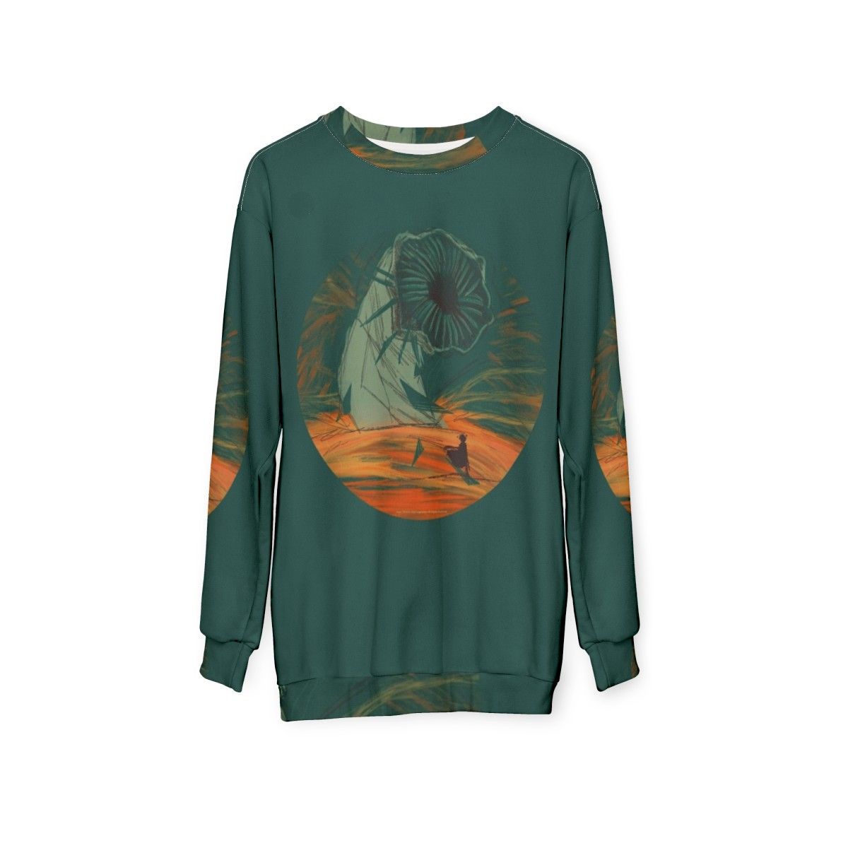 Dune movie inspired sweatshirt featuring Arrakis and sandworm - hanging