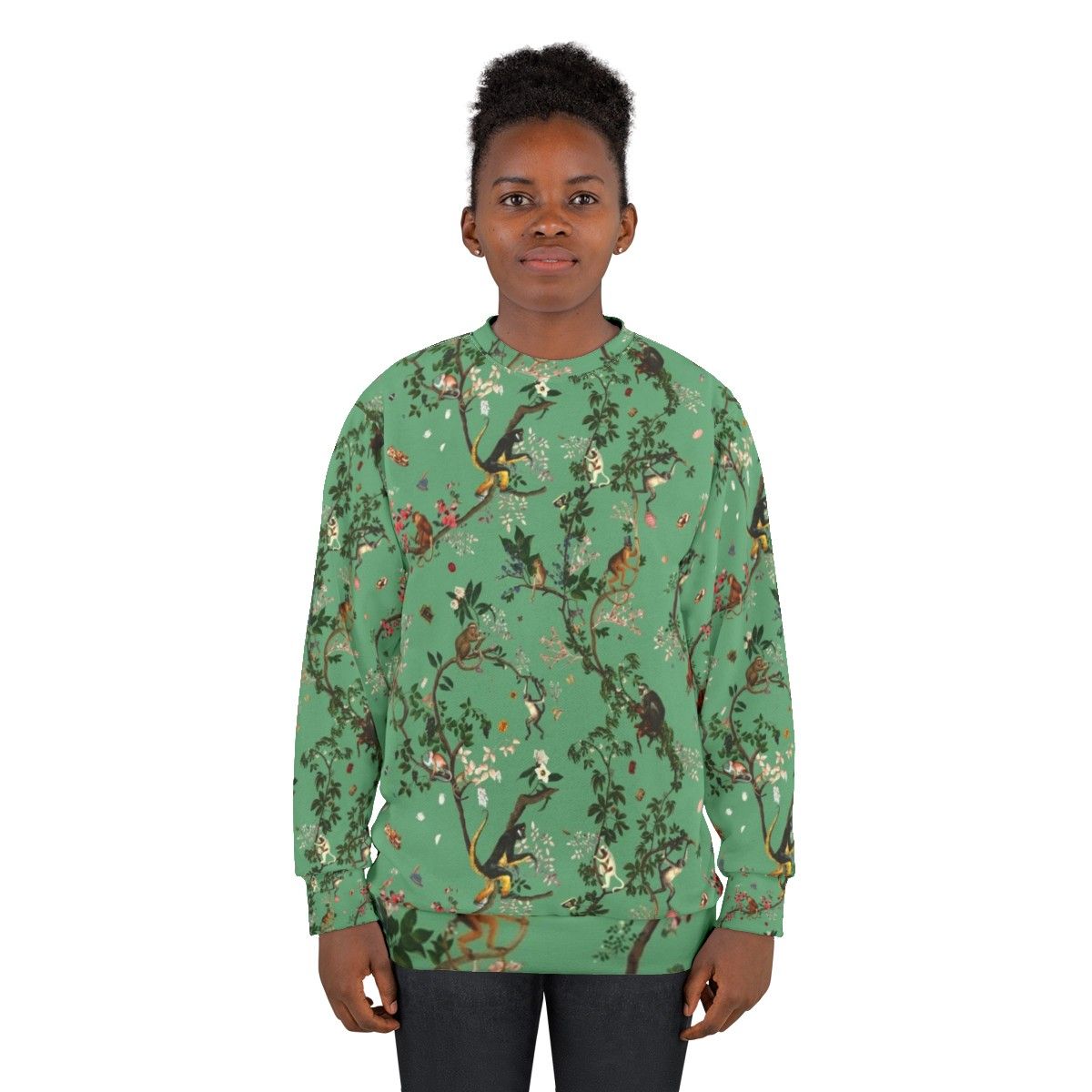 Monkey World Green Floral Sweatshirt - women