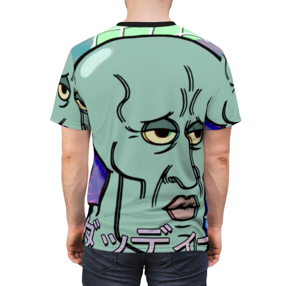 Handsome Squidward Inspired Vaporwave Aesthetic T-shirt Design - men back