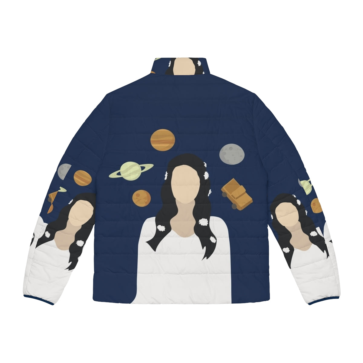 Lana Del Rey inspired puffer jacket with moon and space graphics - Back