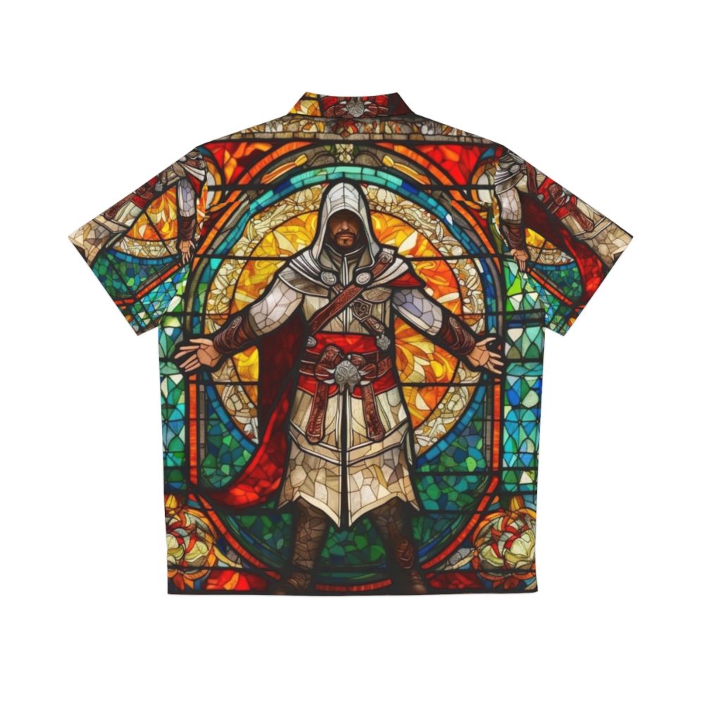 Assassin's Creed inspired Hawaiian shirt with stained glass and mosaic design - Back