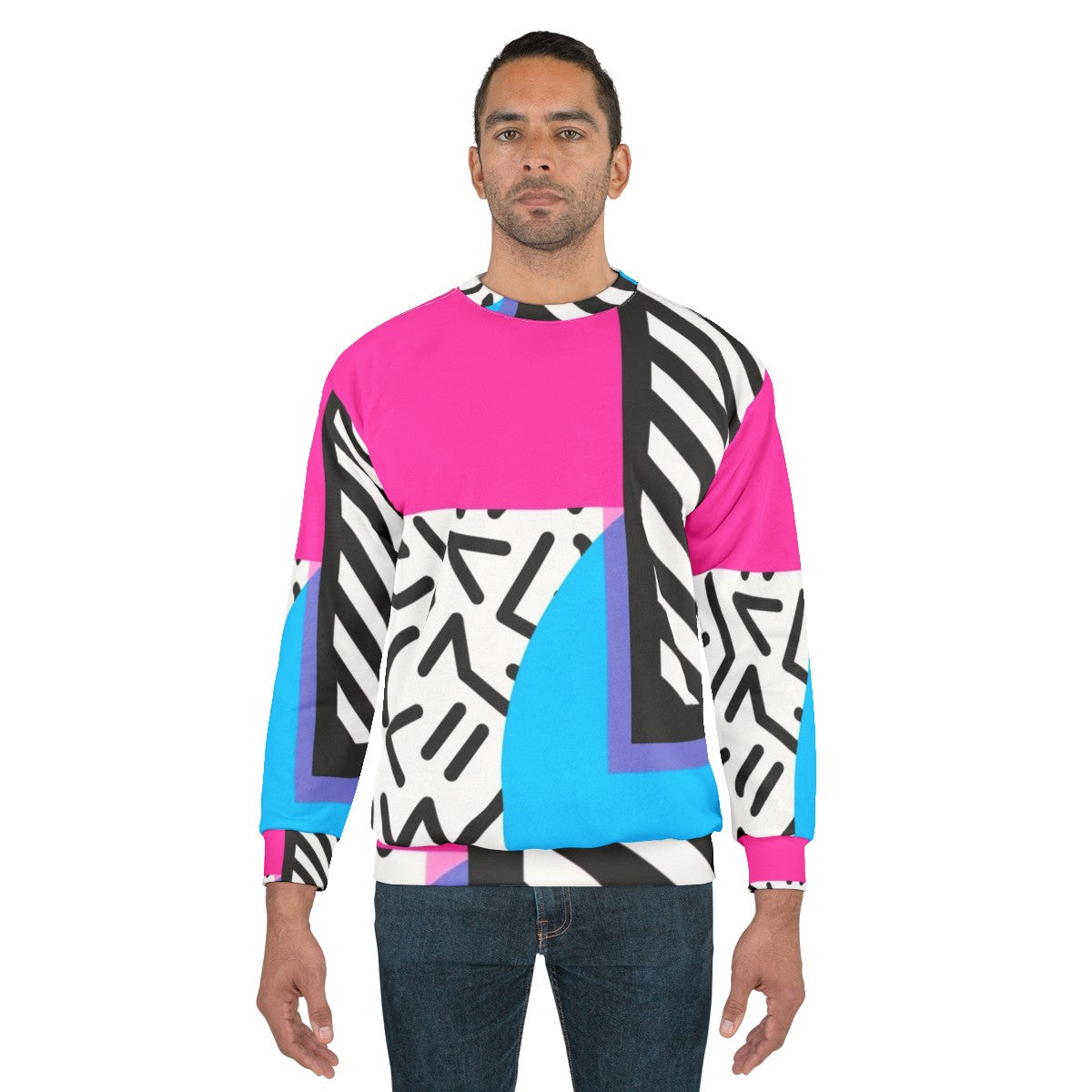 Colorful retro abstract geometric pattern sweatshirt - men