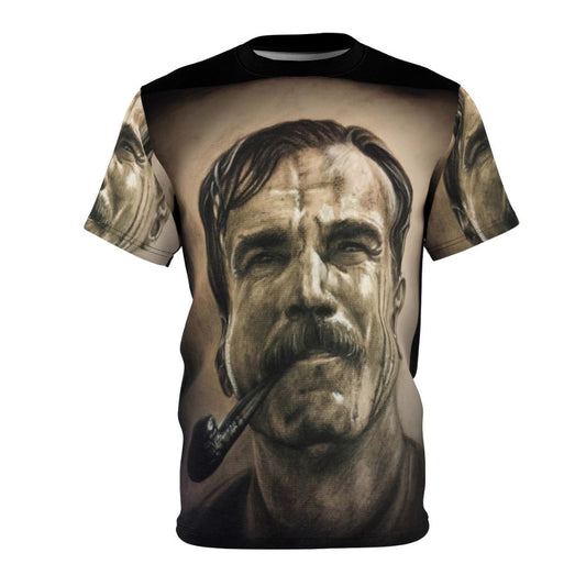 Charcoal AOP T-shirt featuring Daniel Plainview, the iconic character from the film "There Will Be Blood"