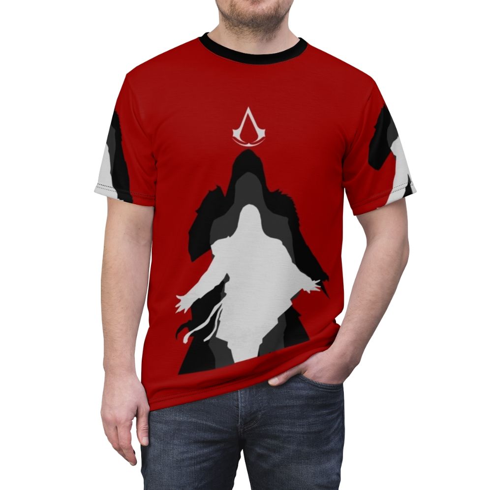 Stylish Assassin's Creed inspired t-shirt featuring the iconic logo and design elements from the popular video game franchise. - men front