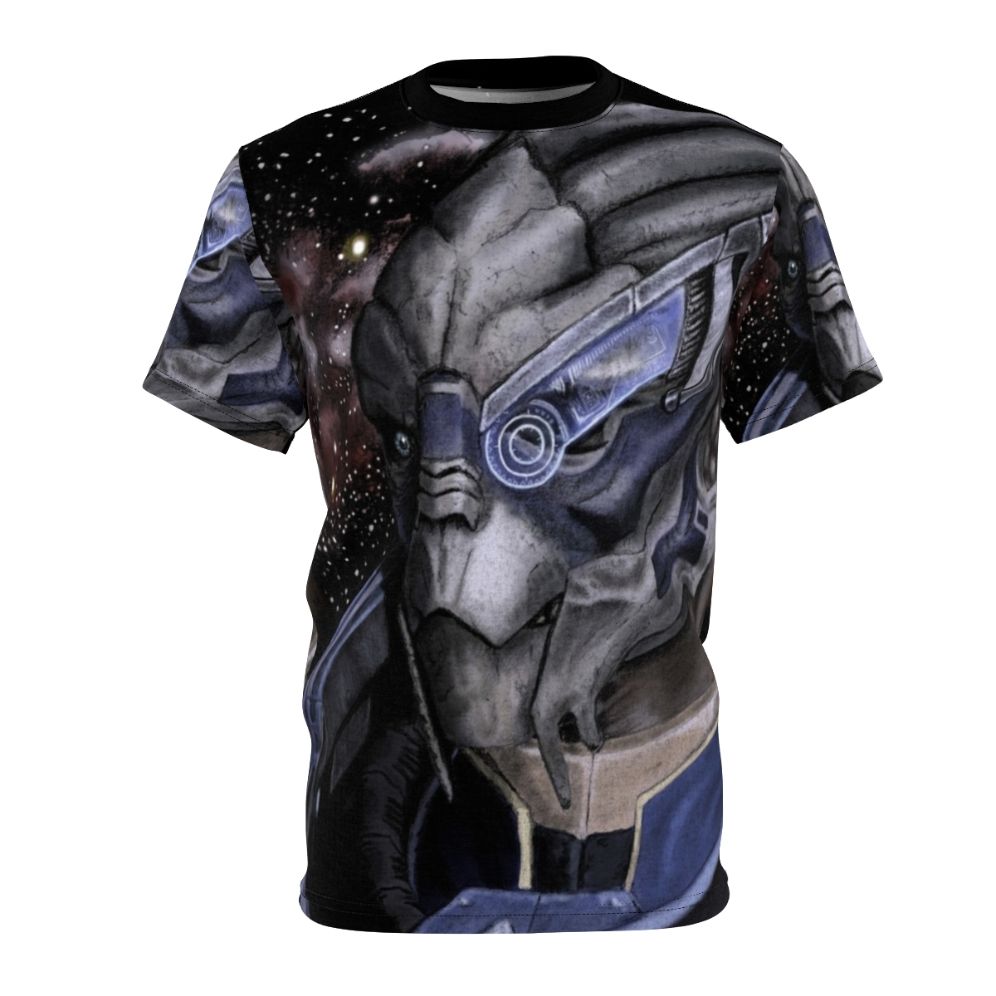 T-shirt featuring characters Garrus Vakarian and Thane Krios from the popular sci-fi game Mass Effect