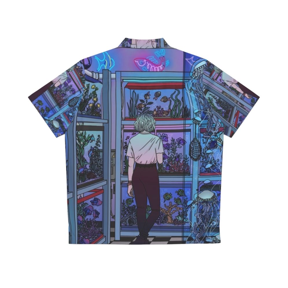 Aquarium Hawaiian Shirt with Neon Fish and Jellyfish - Back