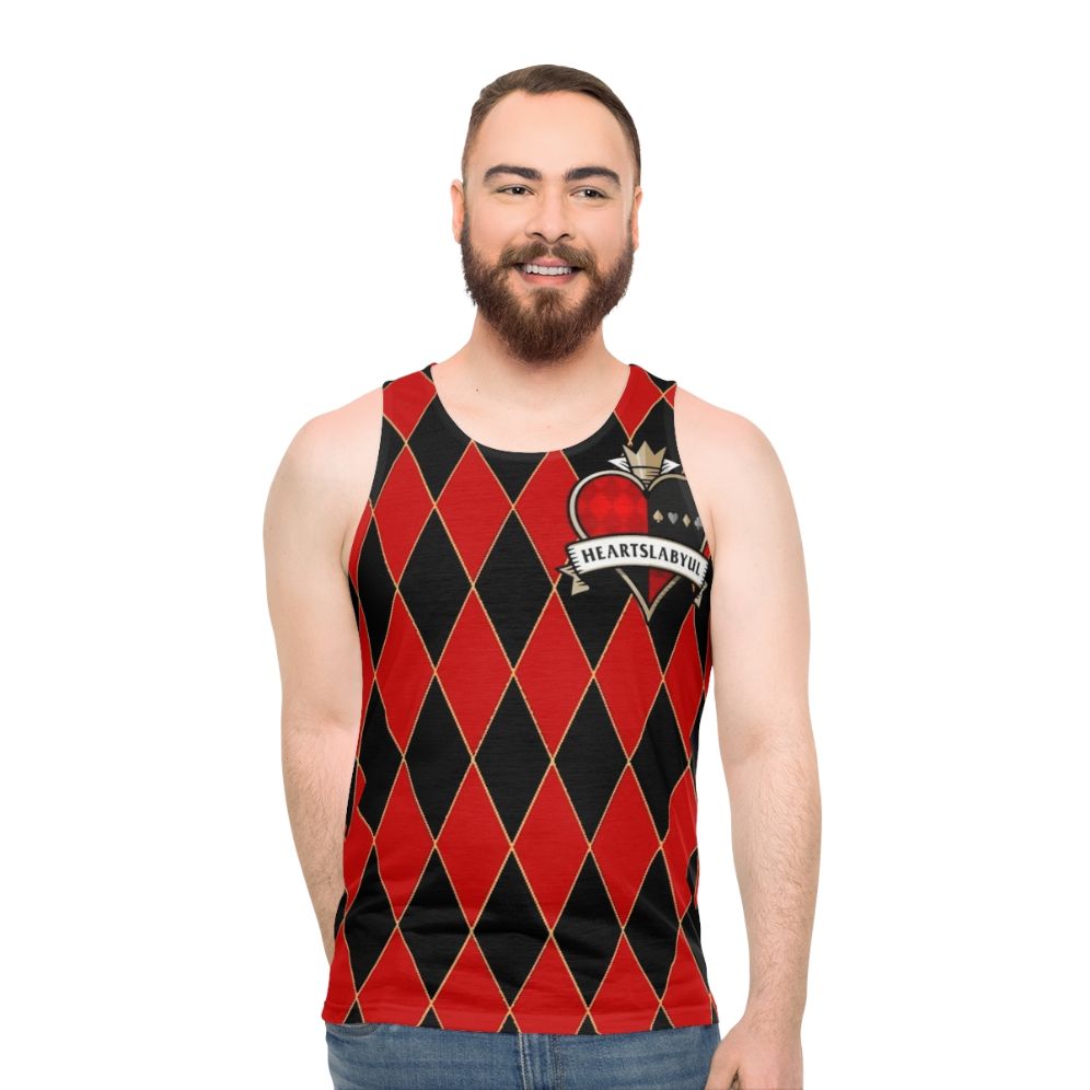 Heartslabyul unisex tank top featuring twisted wonderland design - men