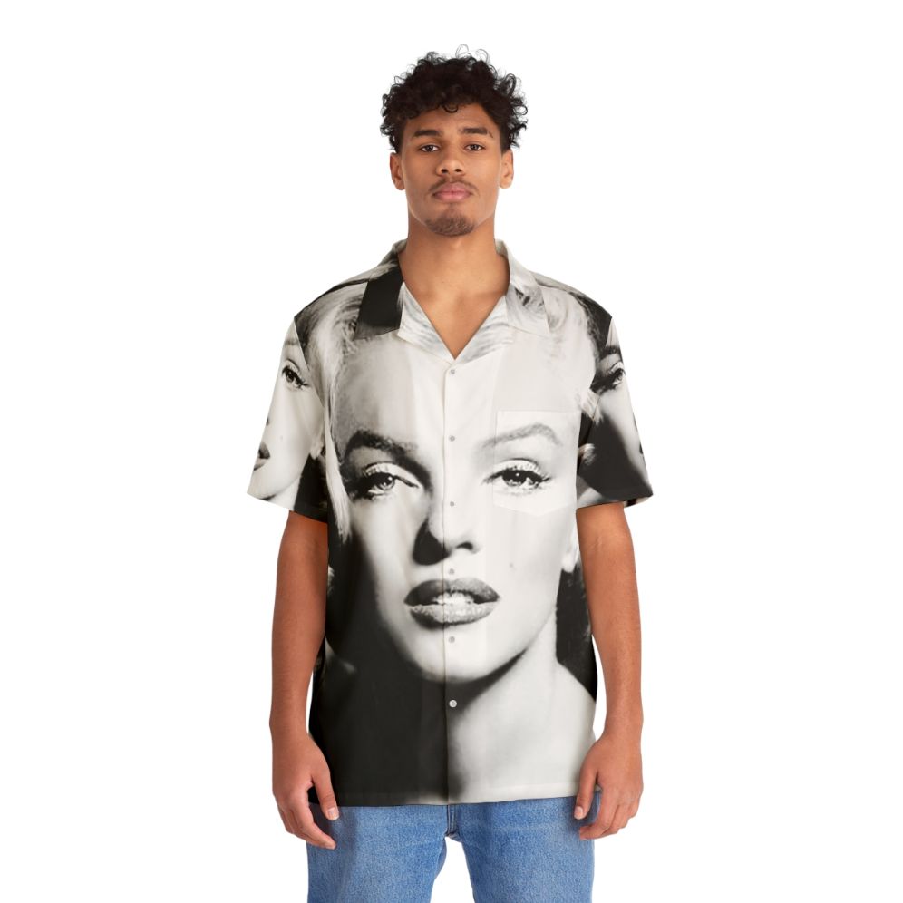 Vintage Marilyn Monroe Black and White Portrait Hawaiian Shirt - People Front