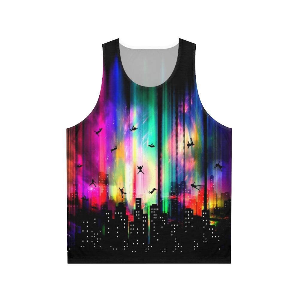 Unisex tank top with a futuristic graphic design