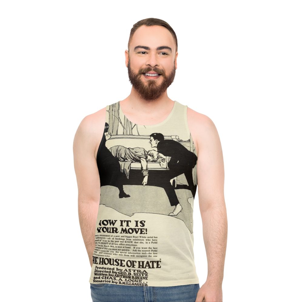 Unisex tank top featuring vintage silent movie design - men