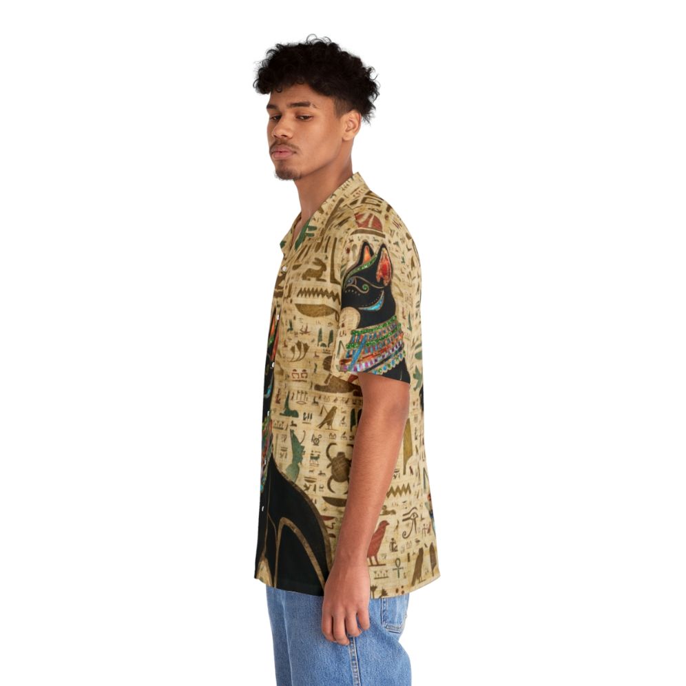 Bastet Egyptian Cat Hieroglyphic Hawaiian Shirt - People Left