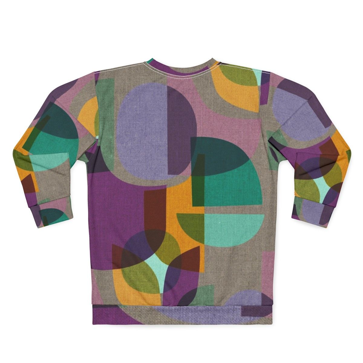 Mid Century Kaleidoscope Symphony Purple Sweatshirt with Abstract Multicolor Design - Back