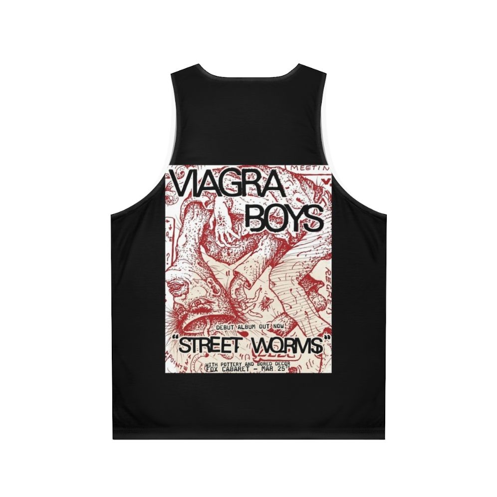 Unisex tank top featuring Viagra Boys street worms design - Back