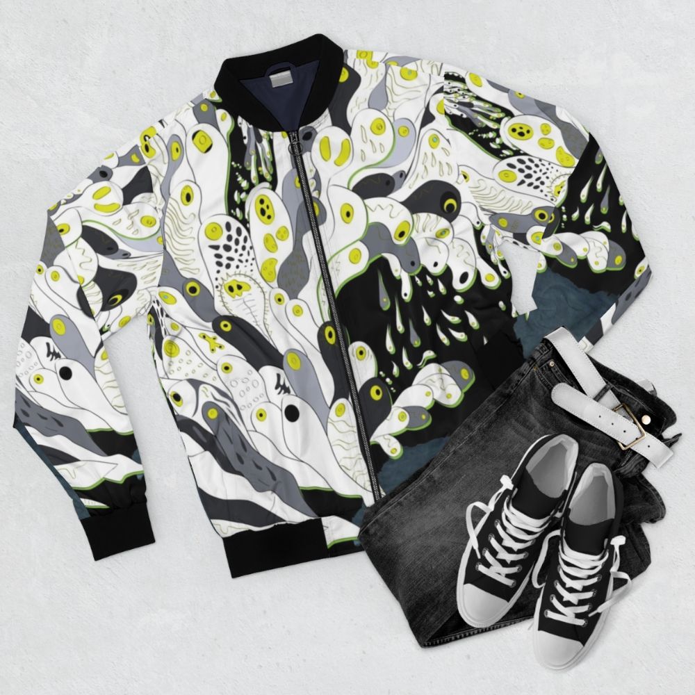 Melt Banana Japanese Bomber Jacket in Fetch Design - Flat lay