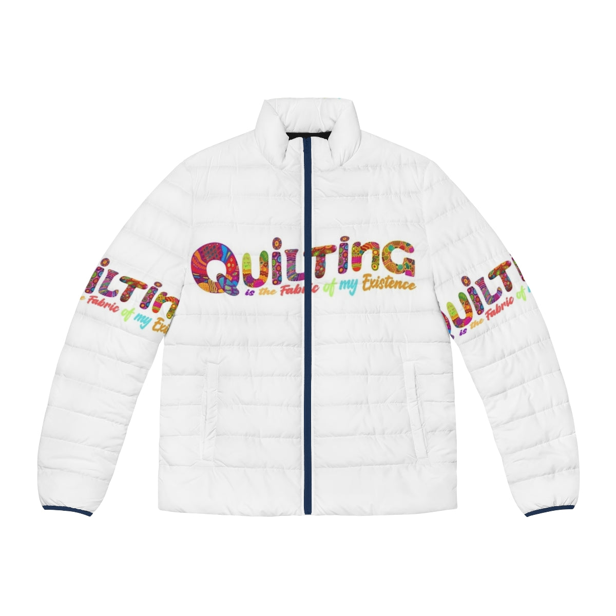 Cozy and stylish quilted puffer jacket with focus on quilting pattern