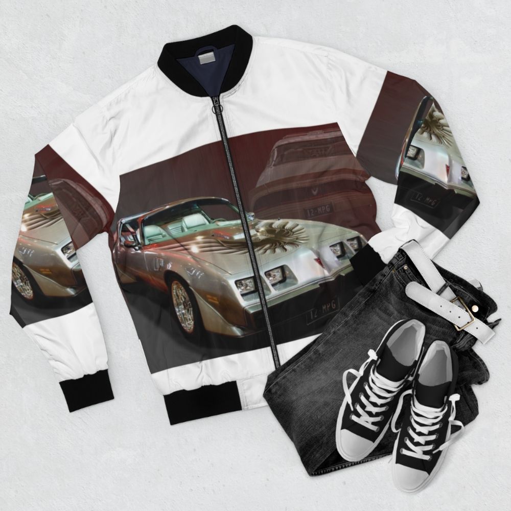 1979 Pontiac Firebird Trans Am Bomber Jacket - Flat lay