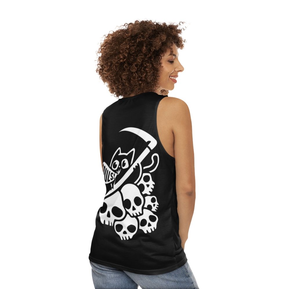 Grim Reaper Cat Unisex Tank Top - women back