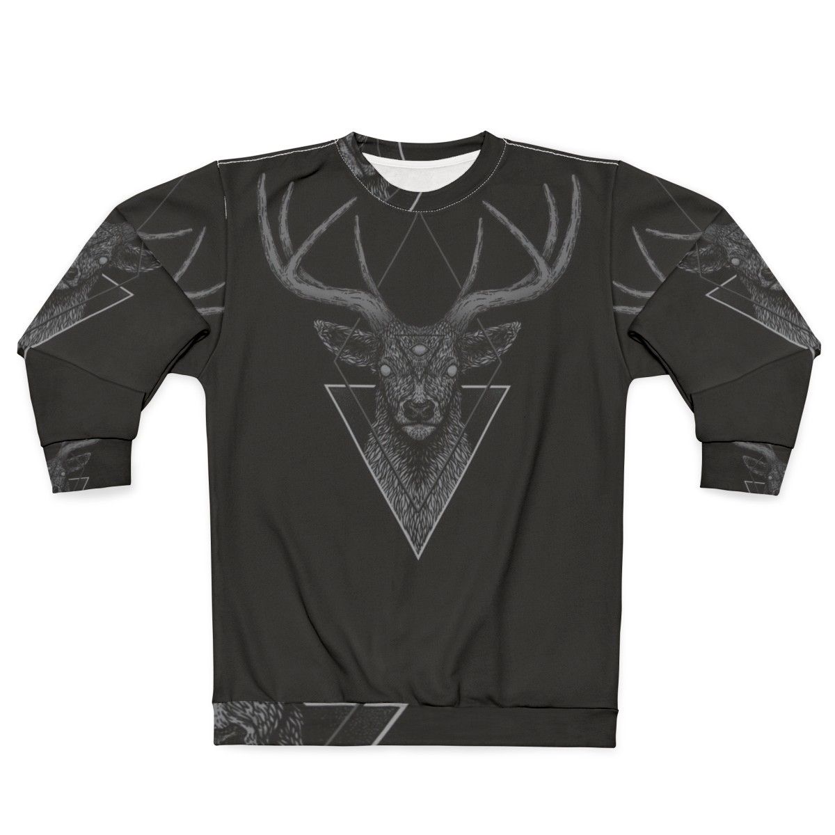 Dark deer geometric print sweatshirt