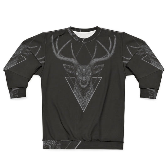 Dark deer geometric print sweatshirt