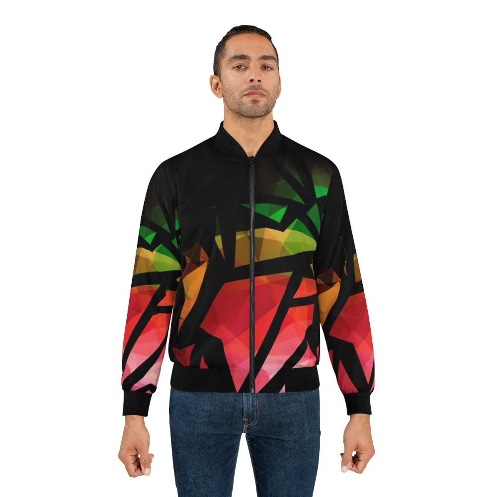 Vibrant abstract polygon print bomber jacket - Lifestyle