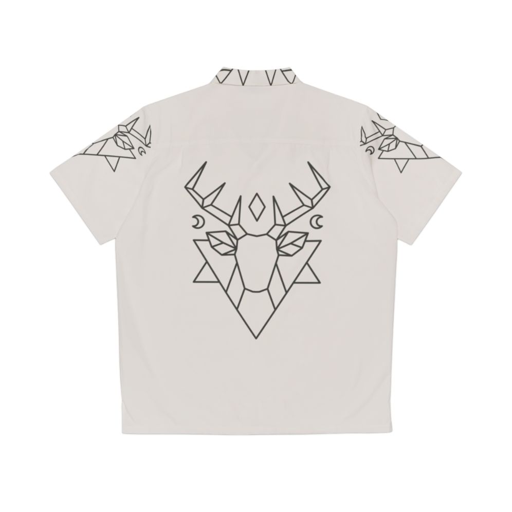 Mystic deer hawaiian shirt with geometric nature inspired design - Back