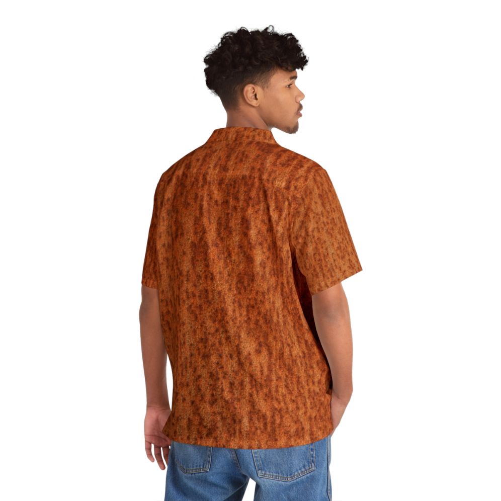 Vintage rusted metal Hawaiian shirt with industrial chic metallic texture - People Back