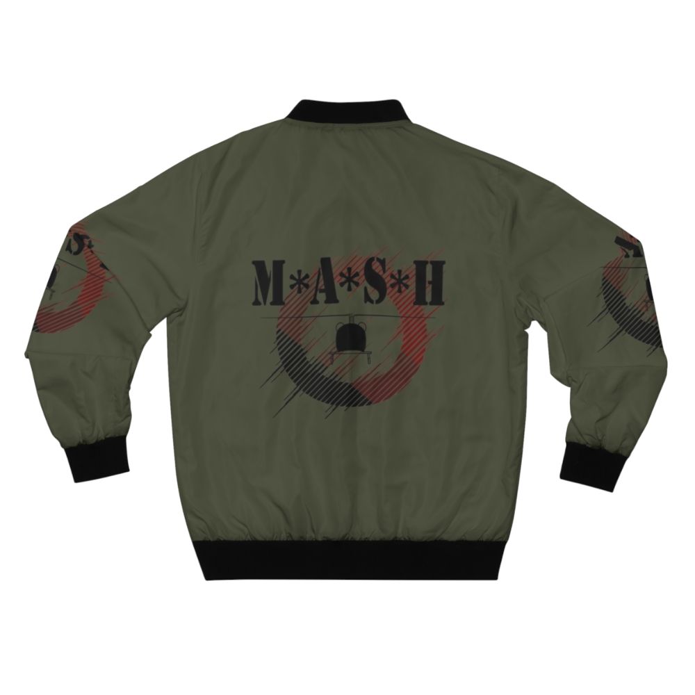 Vintage-style M*A*S*H bomber jacket with military and medical imagery - Back