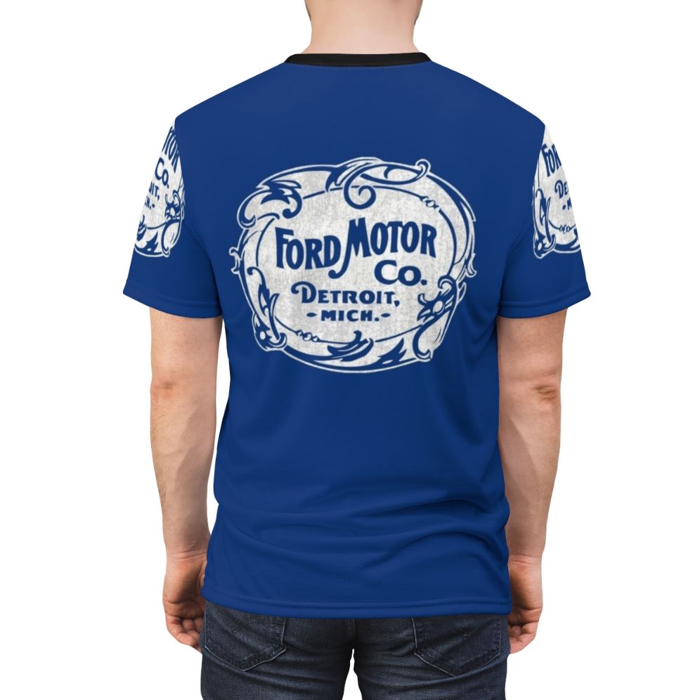 Vintage Ford cars classic t-shirt design with retro motor company logo - men back