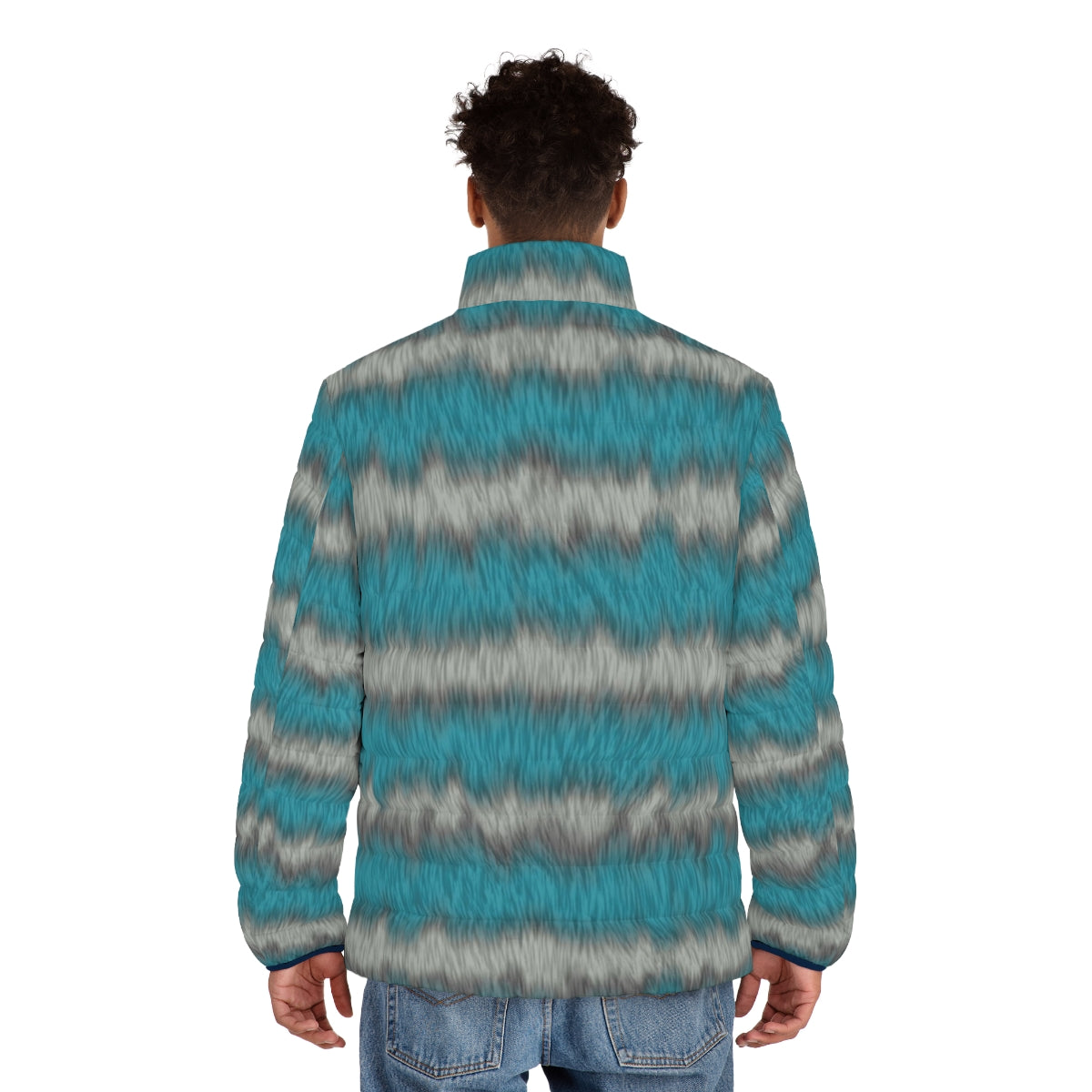 Cheshire Cat Striped Puffer Jacket - men back