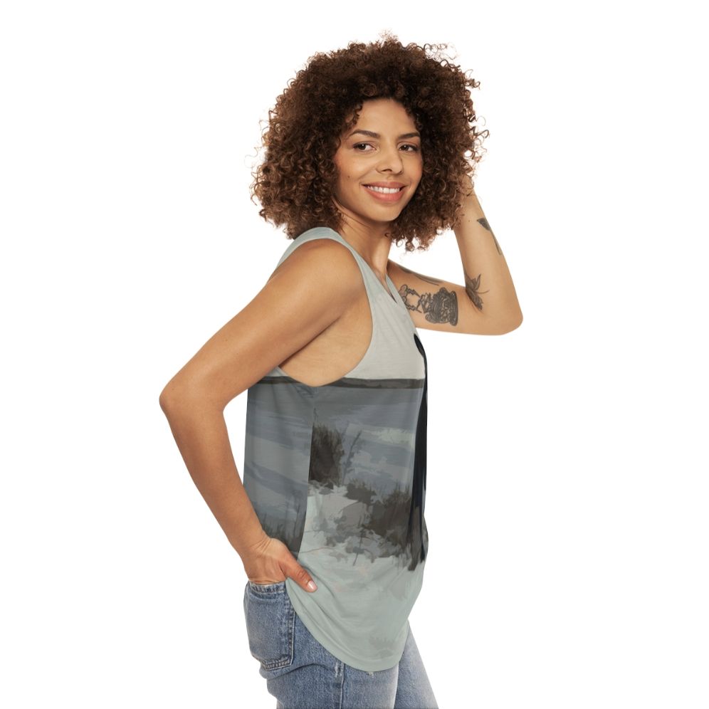 Retrograde unisex tank top with minimal design - women side