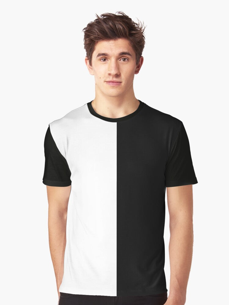 Split white and black graphic t-shirt - Men