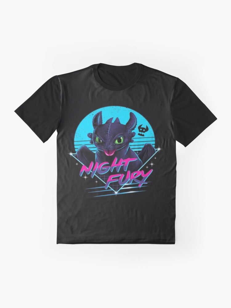 Toothless Night Fury Graphic T-Shirt featuring the popular character from the How to Train Your Dragon movie franchise. - Flat lay