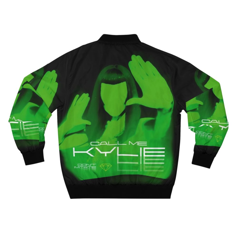 Kylie Minogue bomber jacket with 'Call Me Kylie-lie-lie (Tension)' fan art design - Back