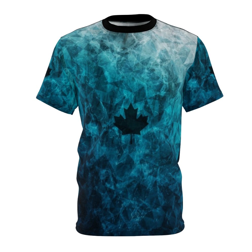 Black ice camouflage pattern printed on a high-quality t-shirt, perfect for cold weather activities.