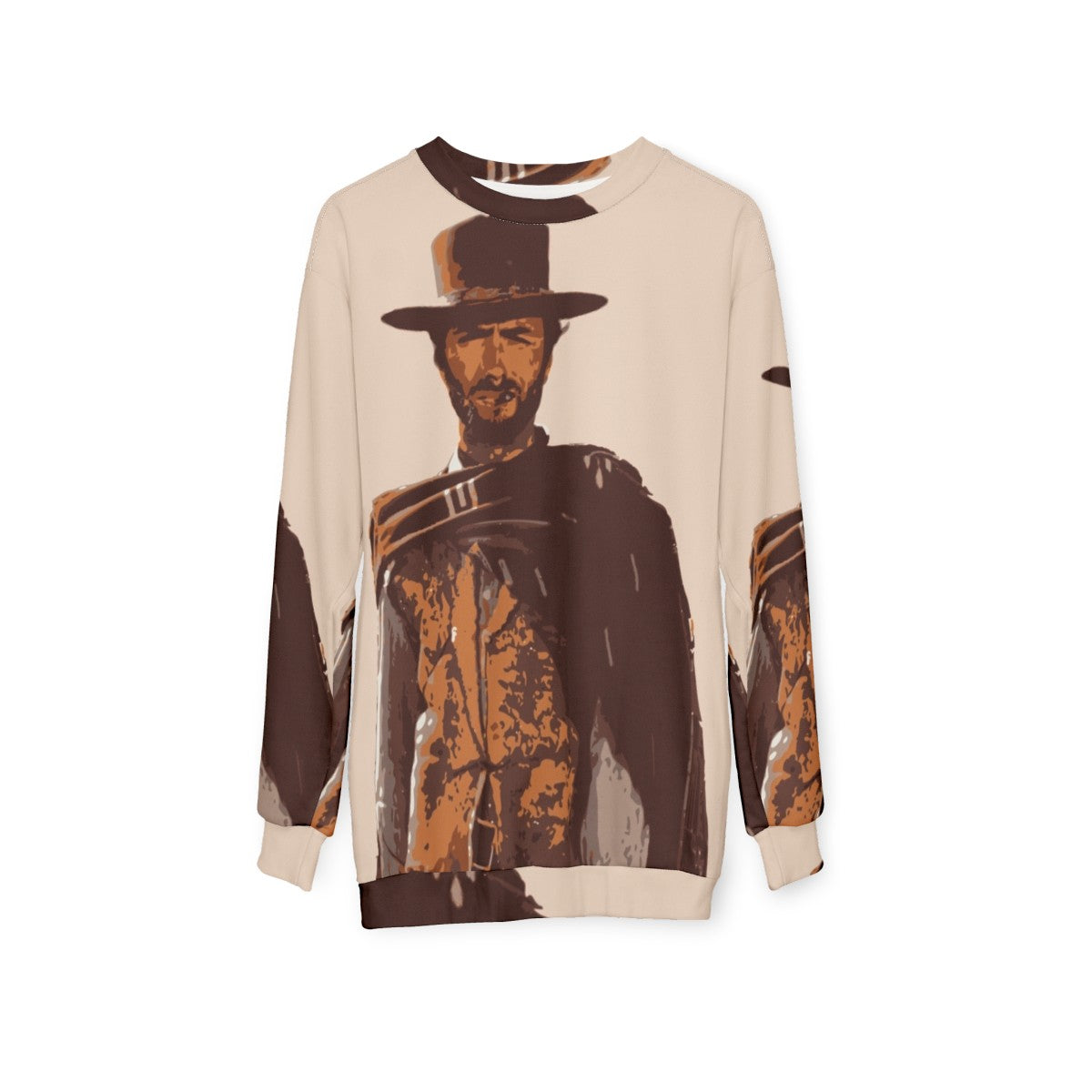 Clint Eastwood Sweatshirt, Iconic Actor Wearing Cowboy Hat - hanging