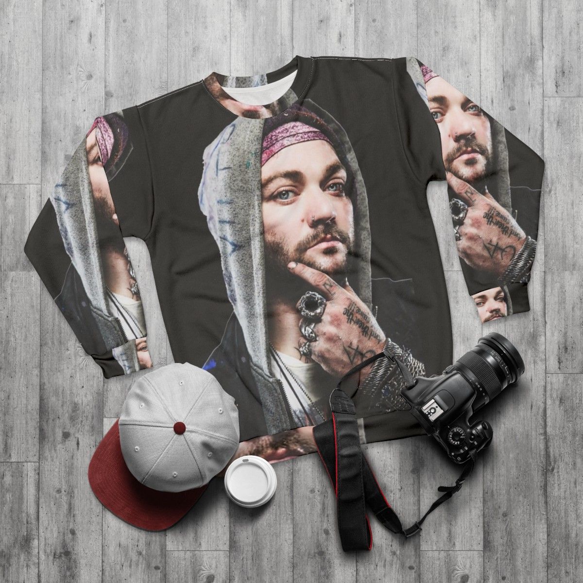 Bam Margera Jackass 90s Skateboarder Punk Sweatshirt - flat lay