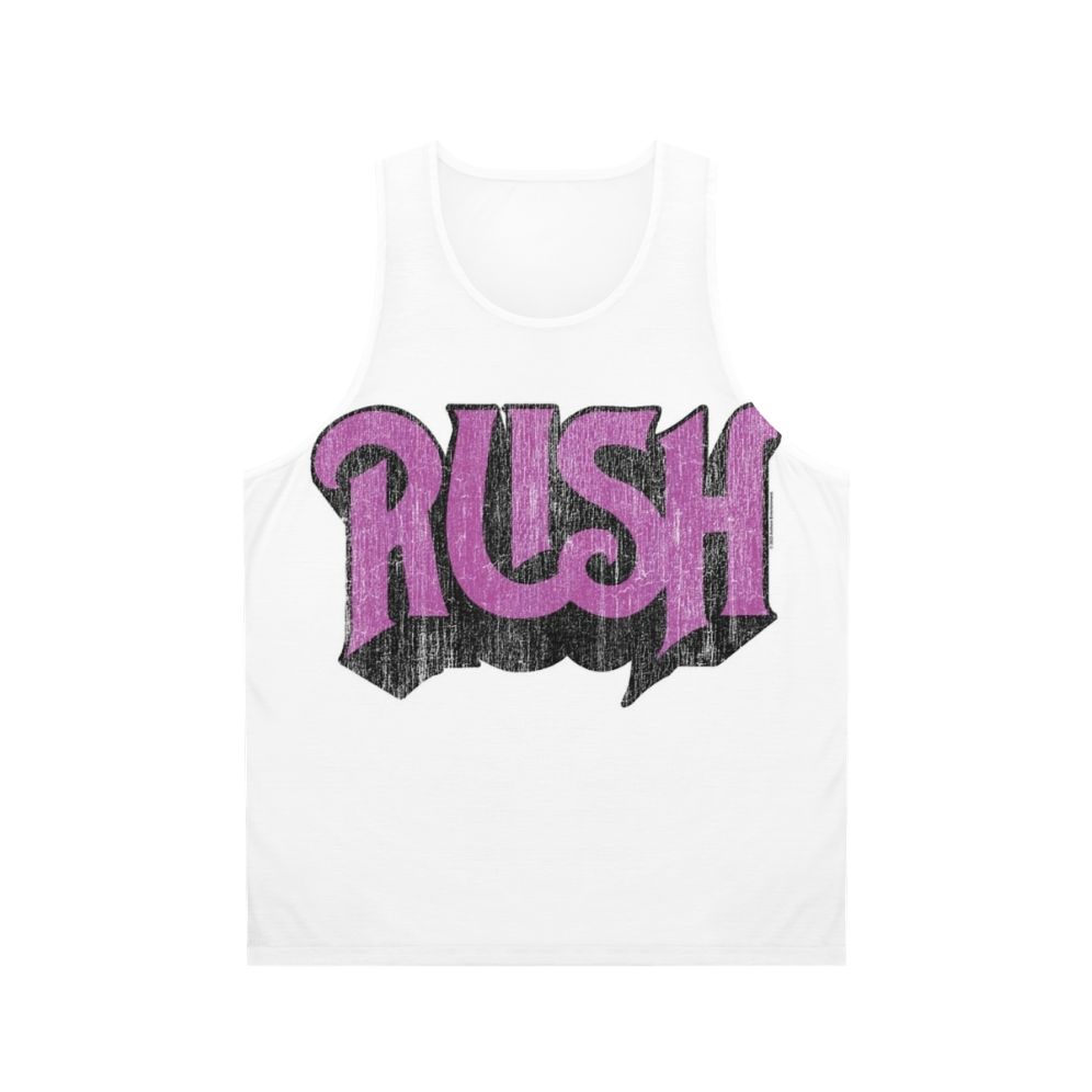 Unisex rush band distressed logo tank top