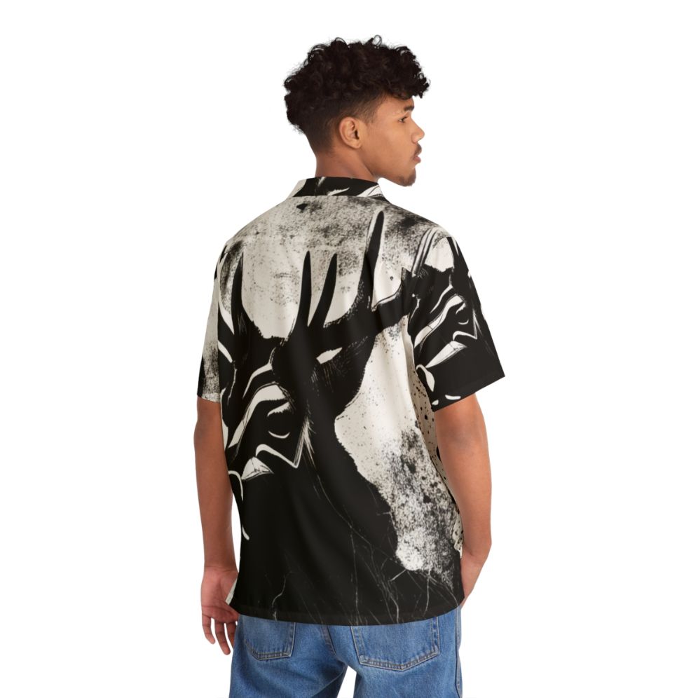 Stag Hawaiian shirt with floral and animal print design - People Back