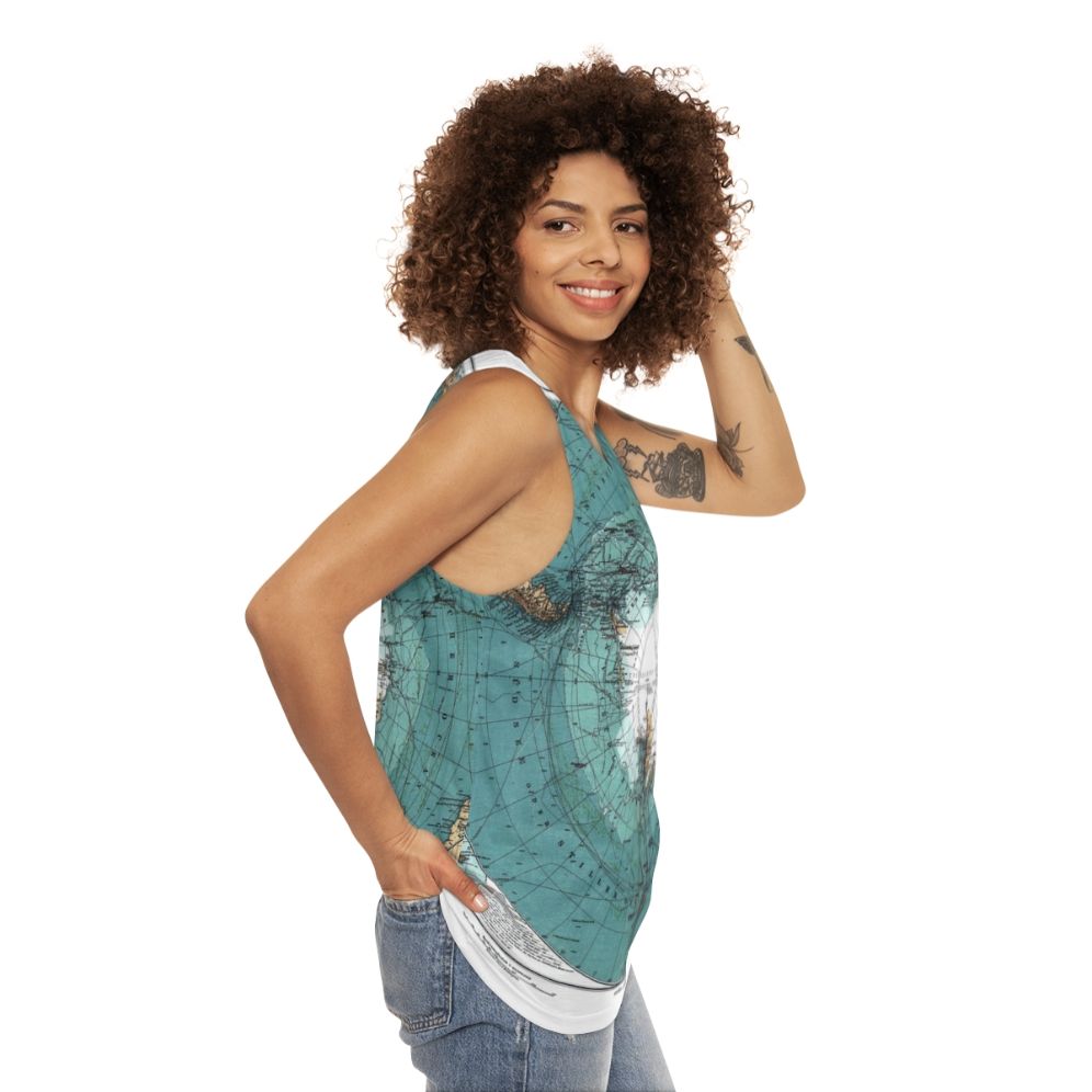 Vintage Antarctica map unisex tank top - women side