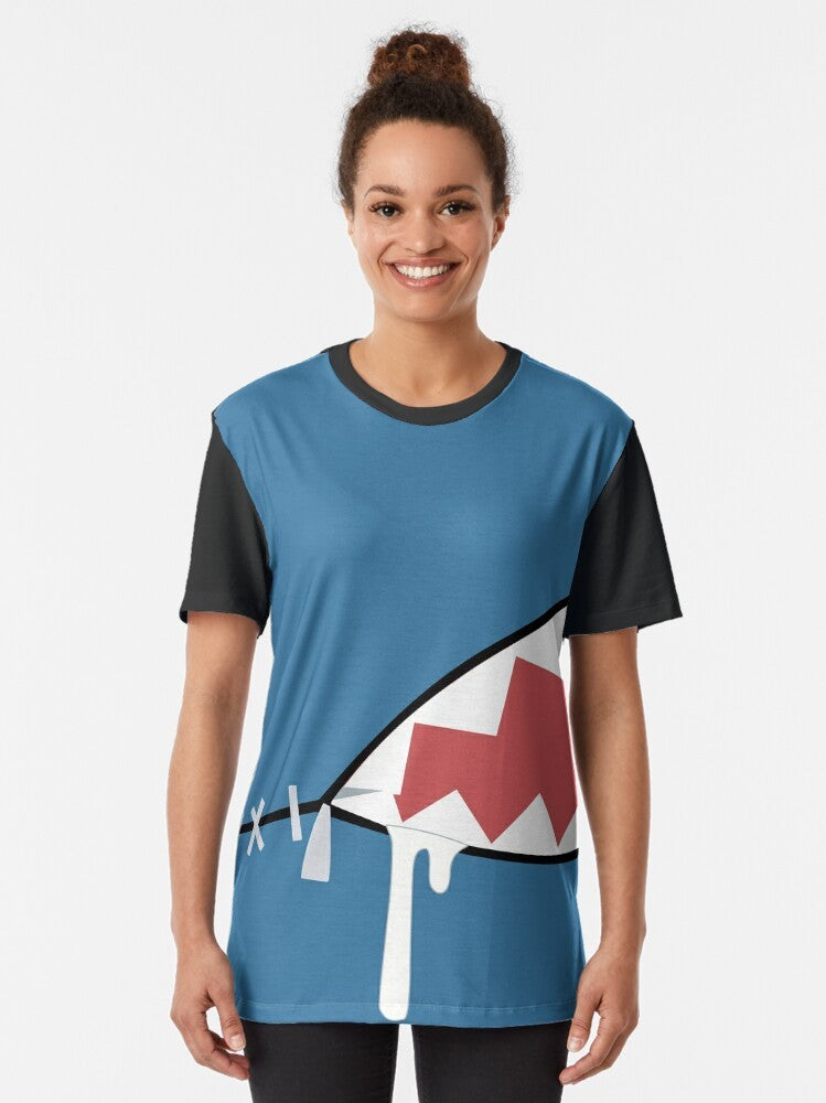 Gawr Gura Shark Mouth Graphic T-Shirt featuring the popular virtual YouTuber from Hololive - Women