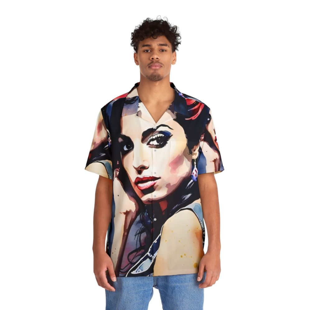 Amy Winehouse Hawaiian Shirt with Watercolor Design - Lifestyle