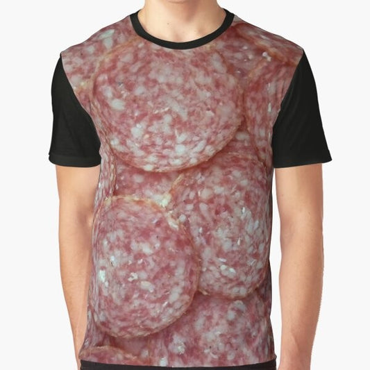 Italian salami graphic design printed on a t-shirt