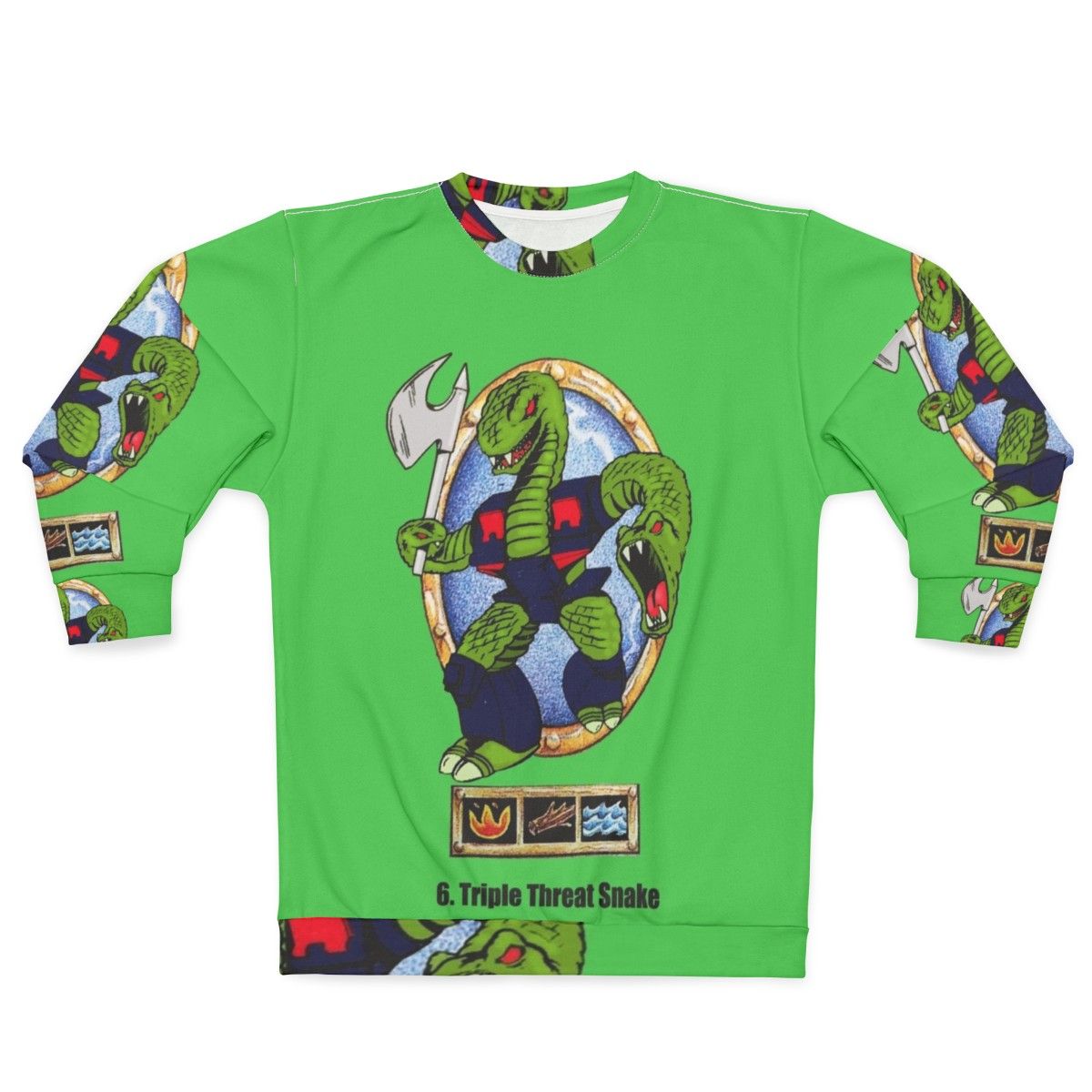 Battle Beasts 80s-style sweatshirt featuring vintage action figure graphics