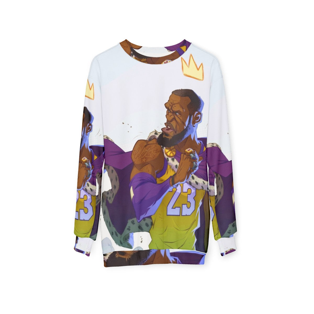 The King Sweatshirt 2 featuring a basketball design - hanging