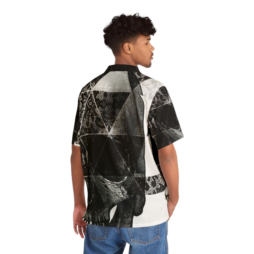 Dia de Los Muertos Hawaiian Shirt with Geometric Skull and Triangle Patterns - People Back