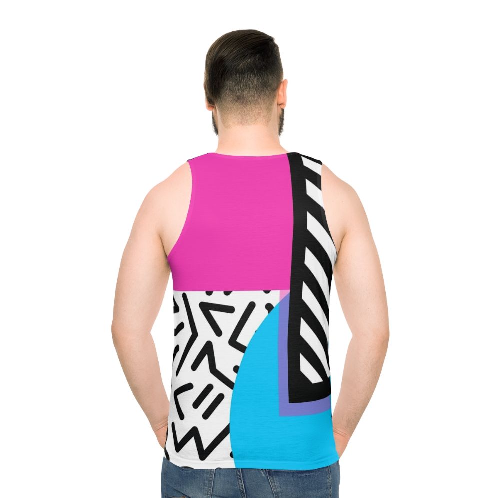 Retro Memphis abstract geometric unisex tank top - men back