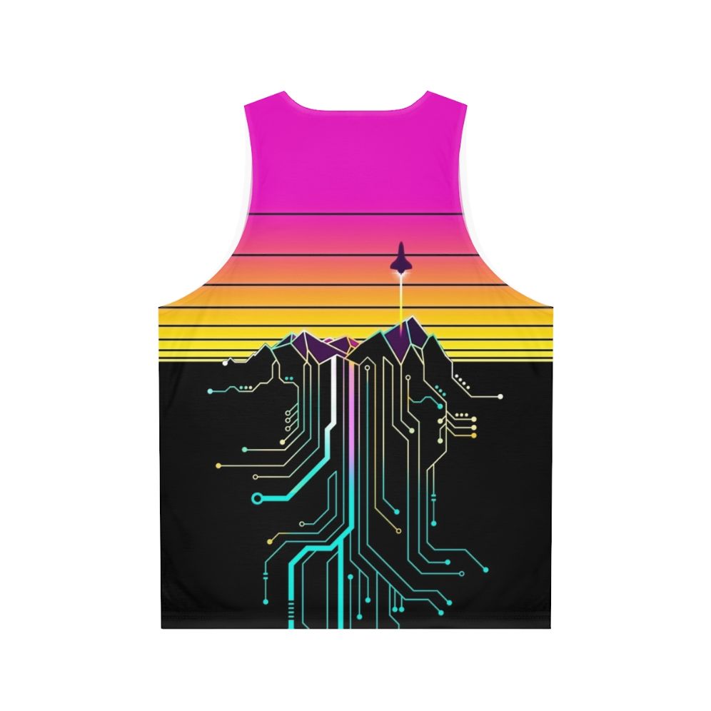 Unisex tank top with synthwave, vaporwave, and NASA space-inspired design - Back